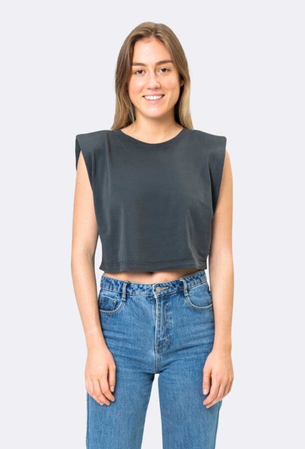Basic Rayon Denim Cropped Tank Top – Image 2