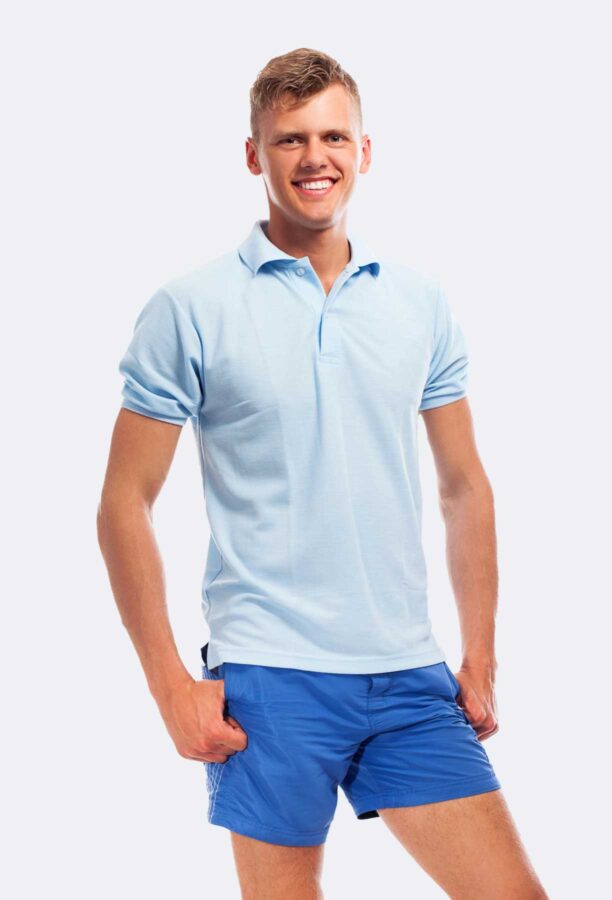 Light Blue White Stripe Polo – Image 4