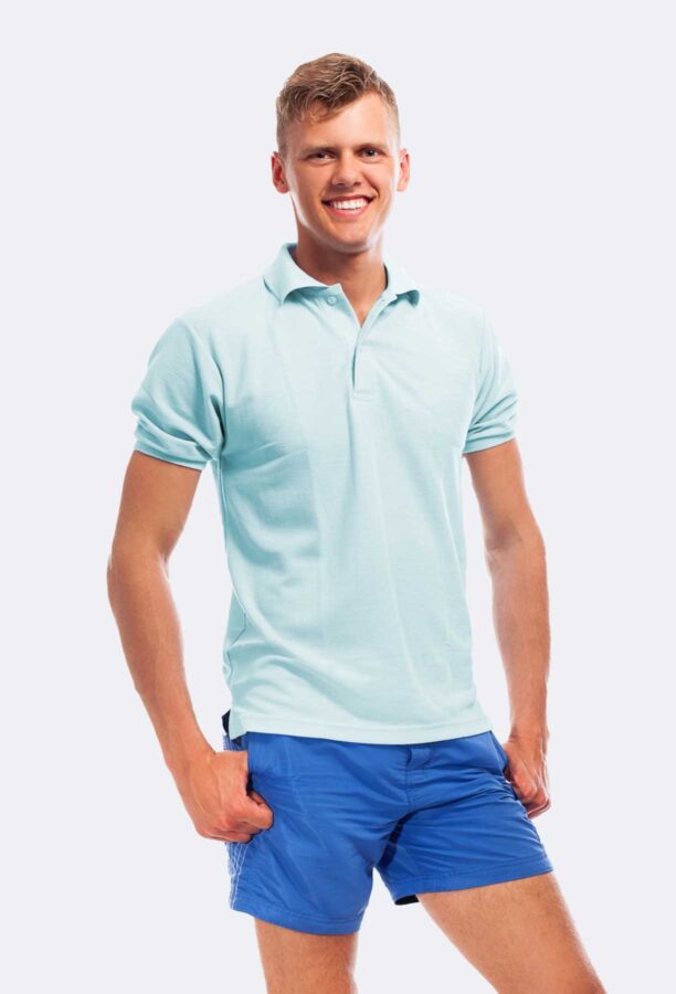 Light Blue White Stripe Polo – Image 3