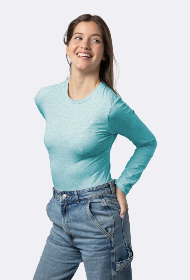 Womens Basic Round Long Sleeves Undershirt – Image 2