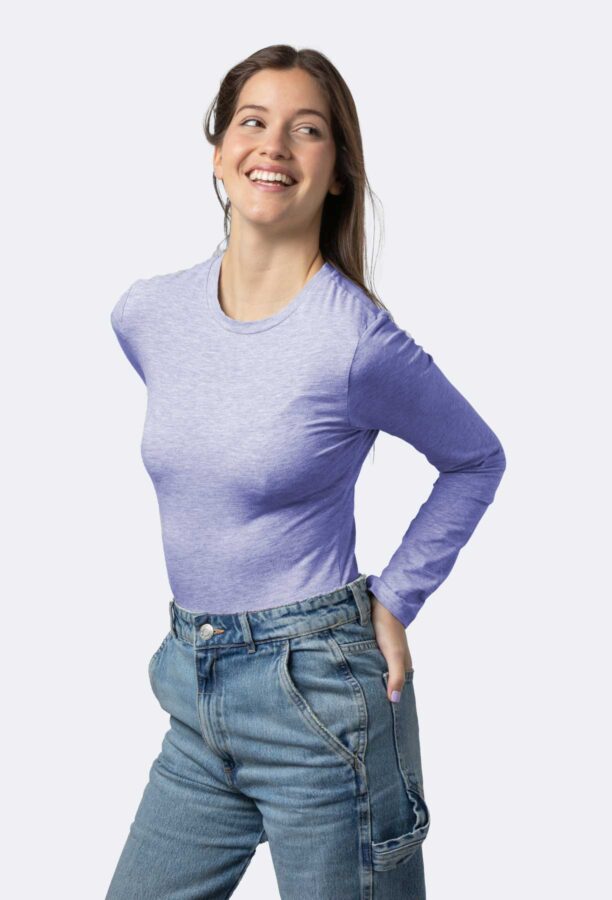 Womens Basic Round Long Sleeves Undershirt – Image 3